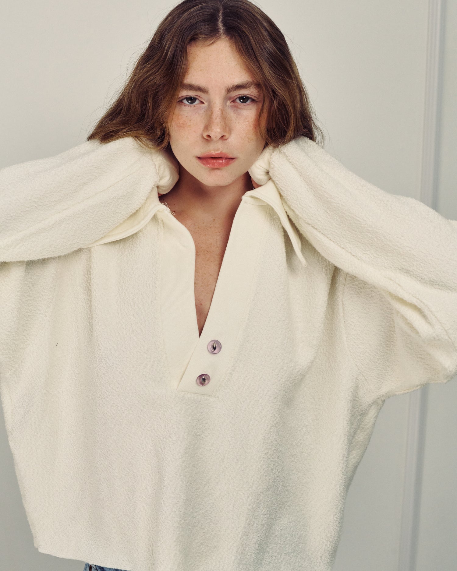 MADLEN POLO SWEATSHIRT CREAM