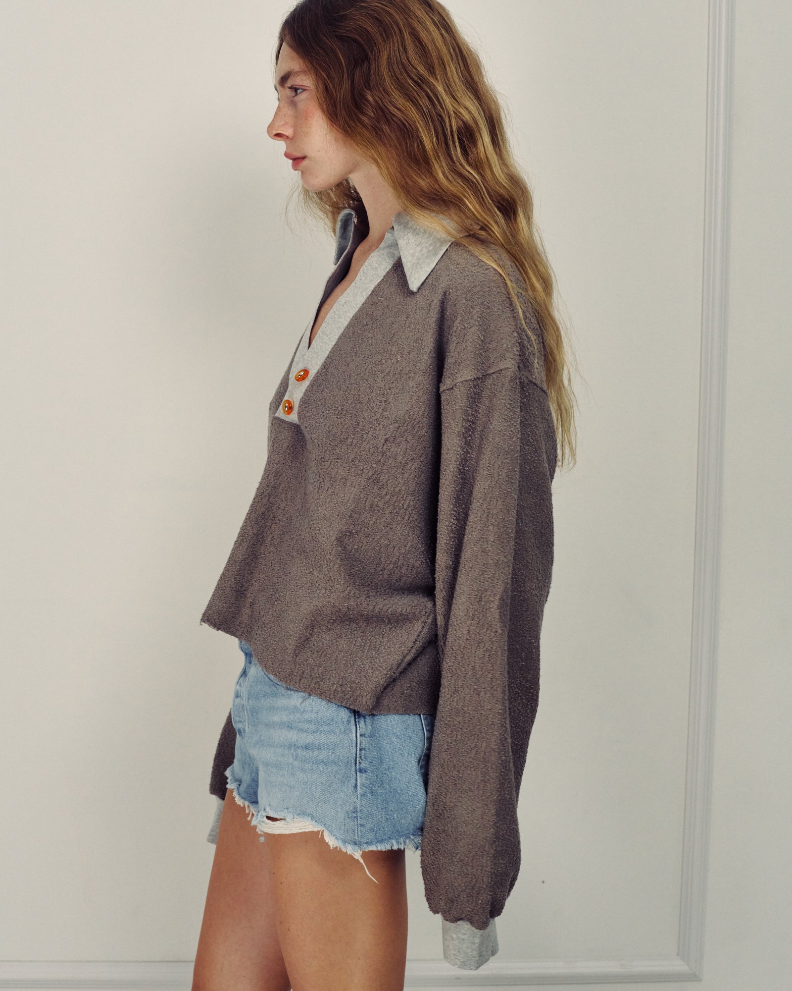MADLEN POLO SWEATSHIRT GREY