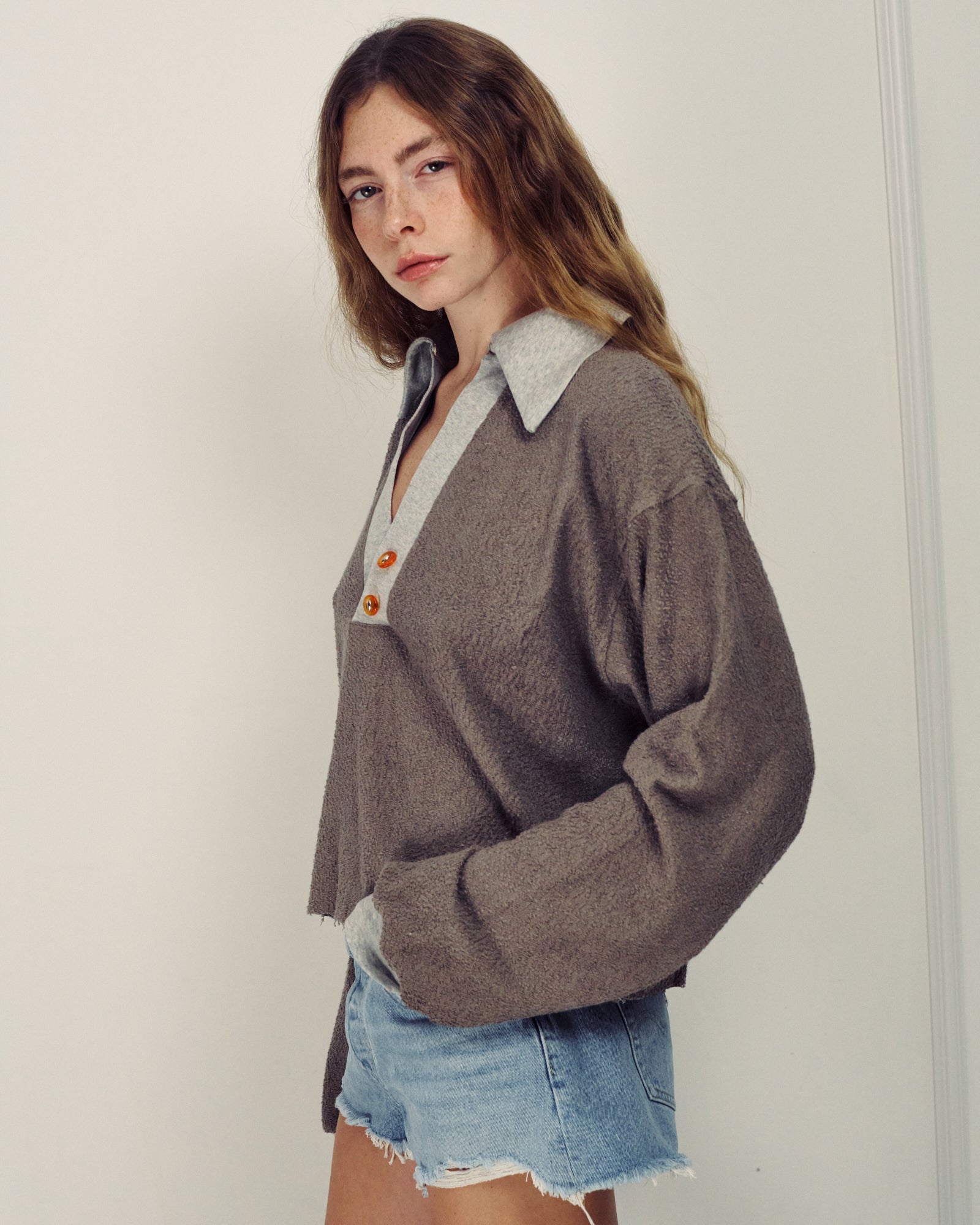 MADLEN POLO SWEATSHIRT GREY