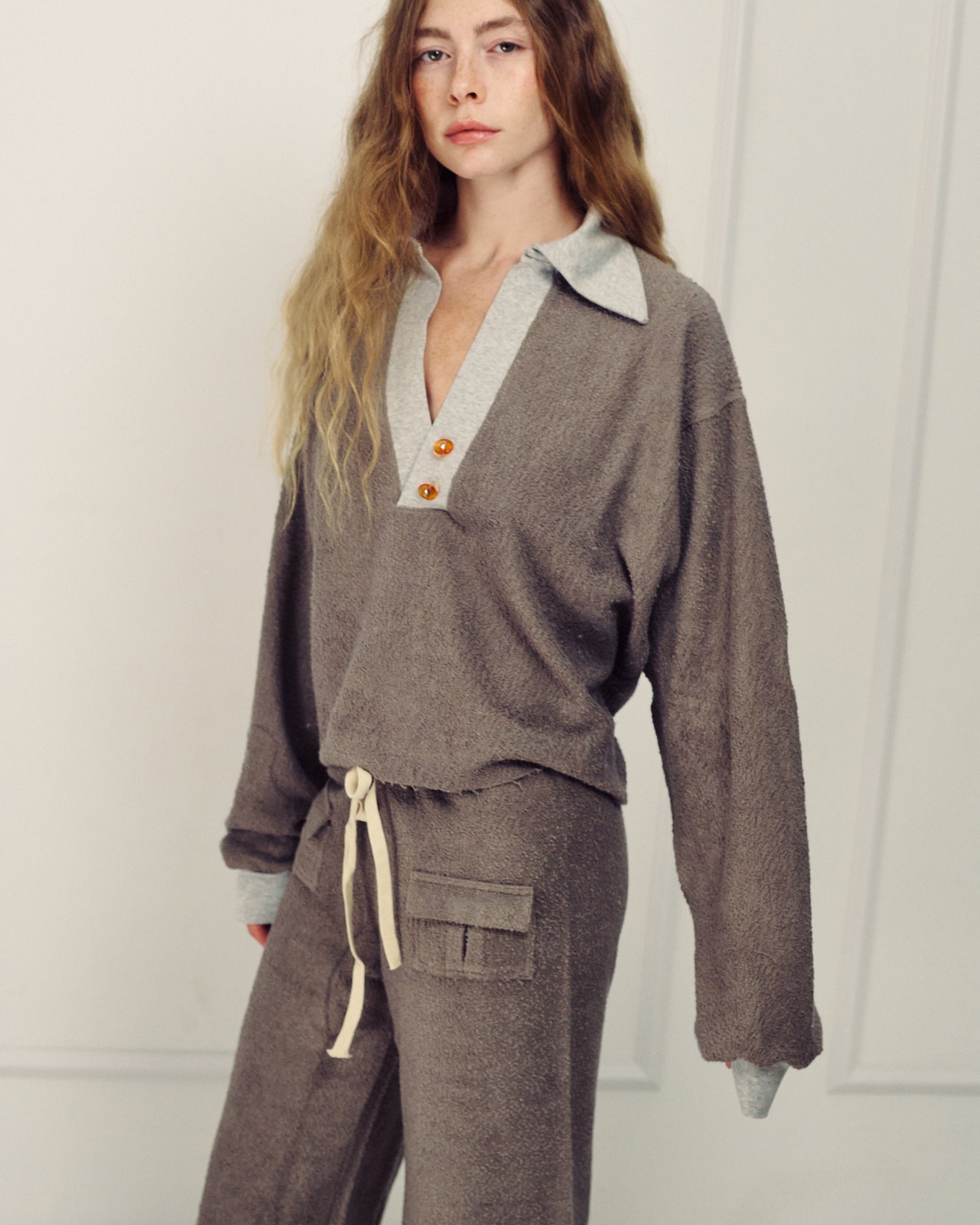 MADLEN POLO SWEATSHIRT GREY