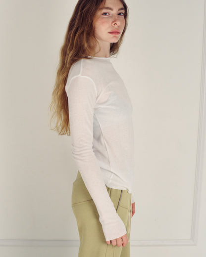 SHAKED WHITE RIB TEE