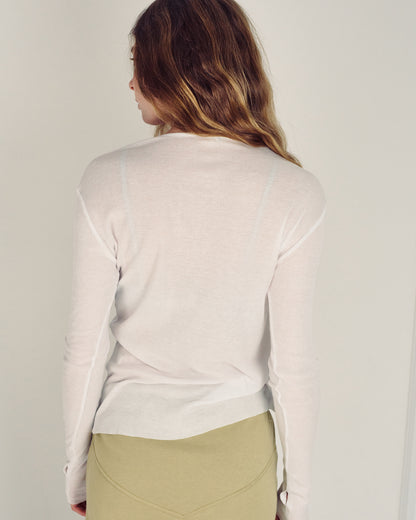 SHAKED WHITE RIB TEE