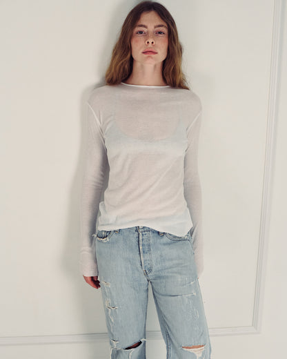SHAKED WHITE RIB TEE