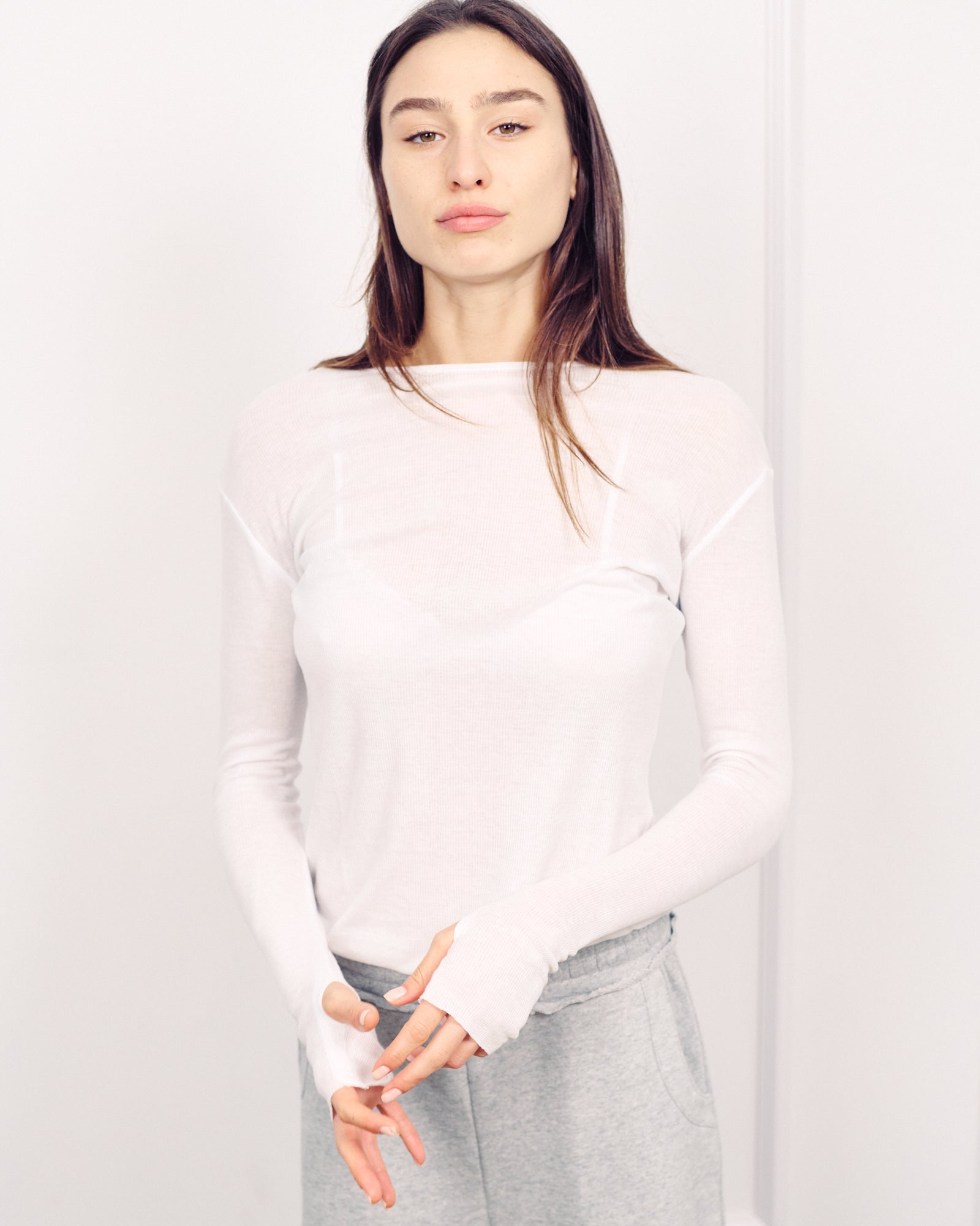 SHAKED WHITE RIB TEE