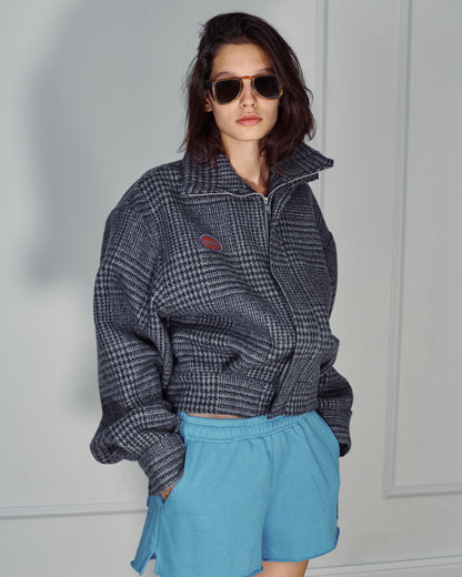 STEFF GREY PLAID WOOL JACKET