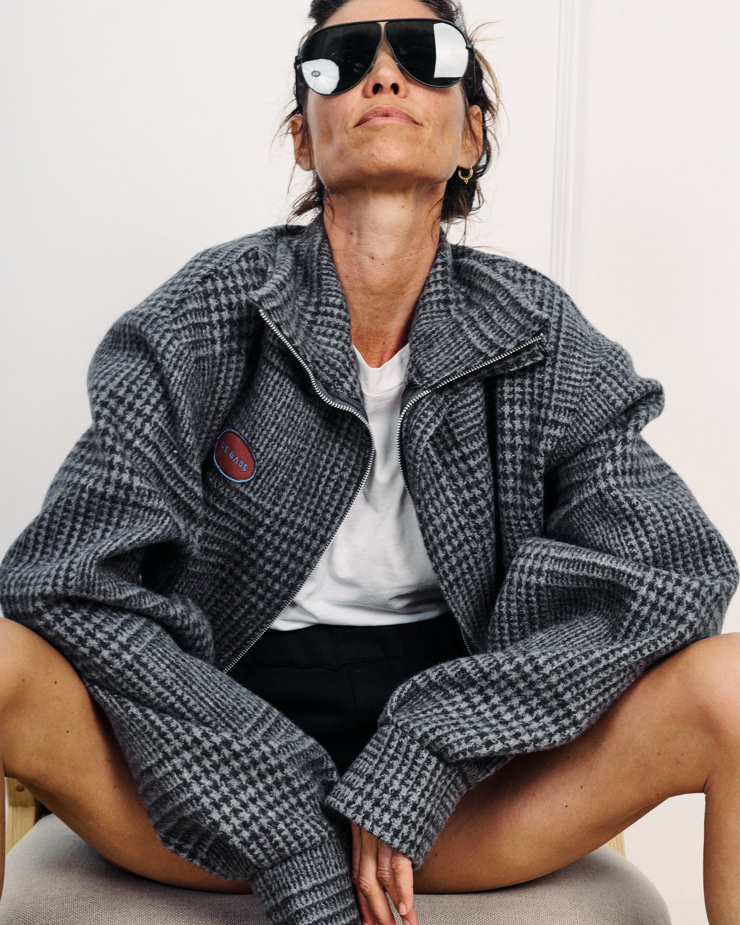 STEFF GREY PLAID WOOL JACKET