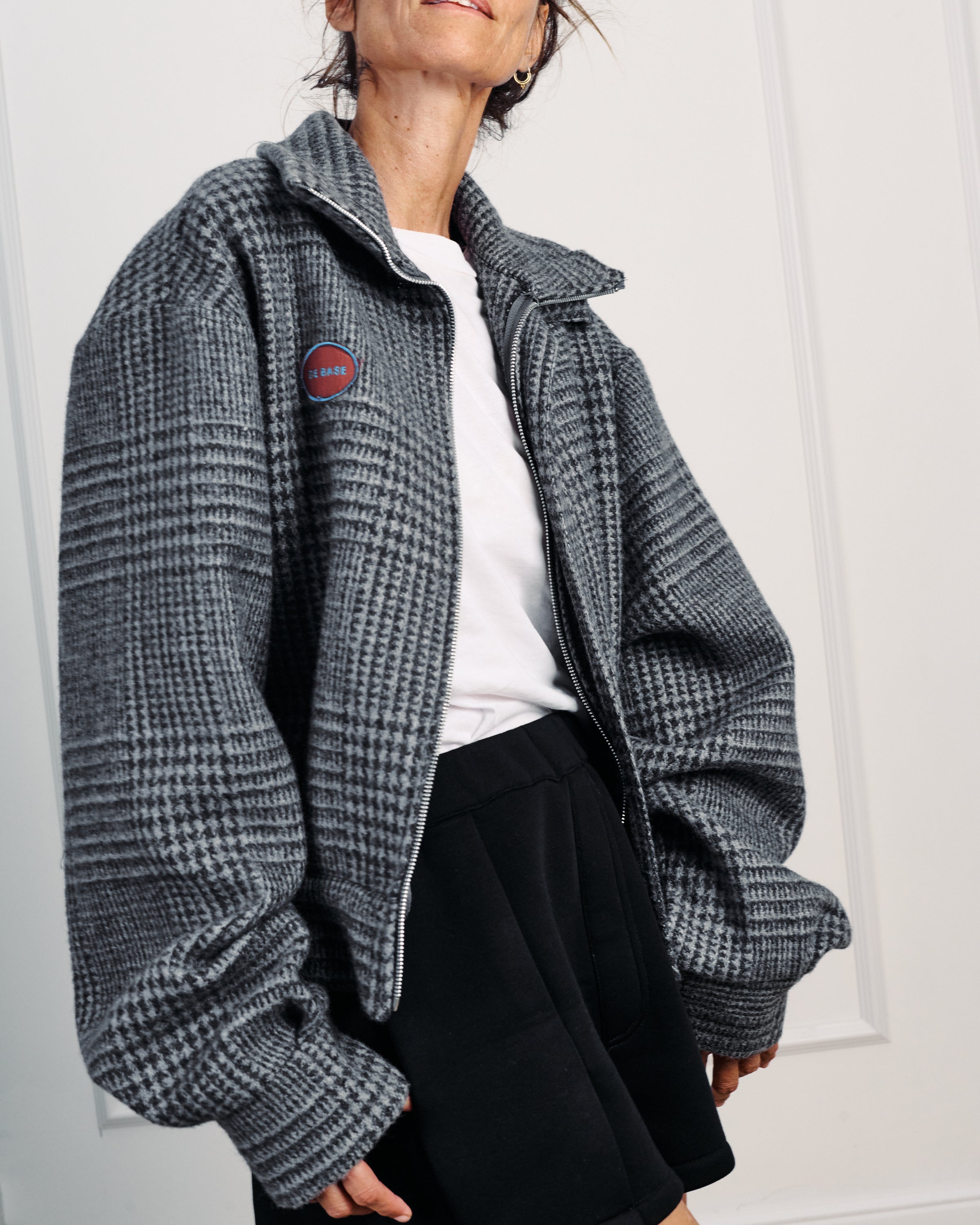 STEFF GREY PLAID WOOL JACKET