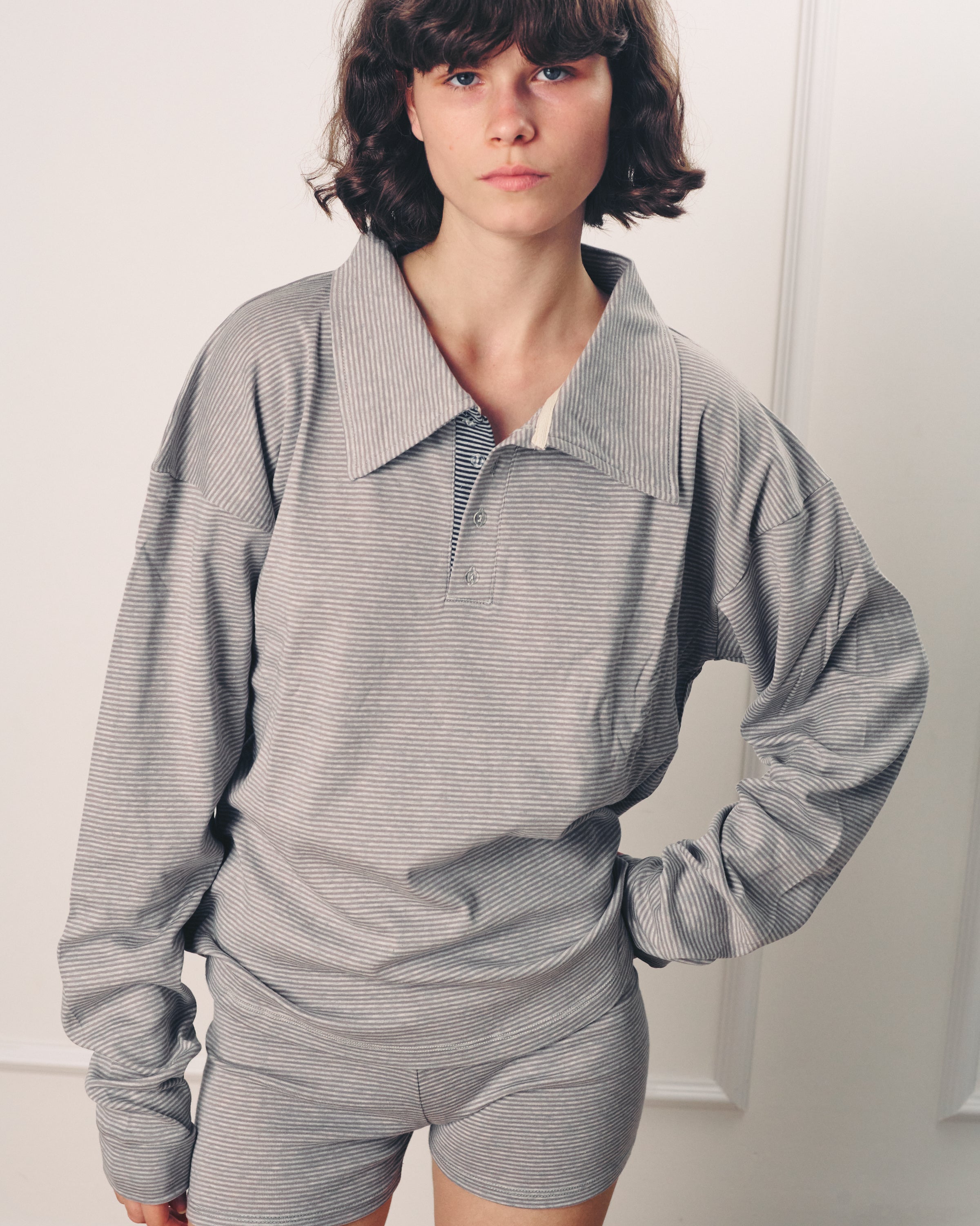 TAMAR POLO GREY STRIPES