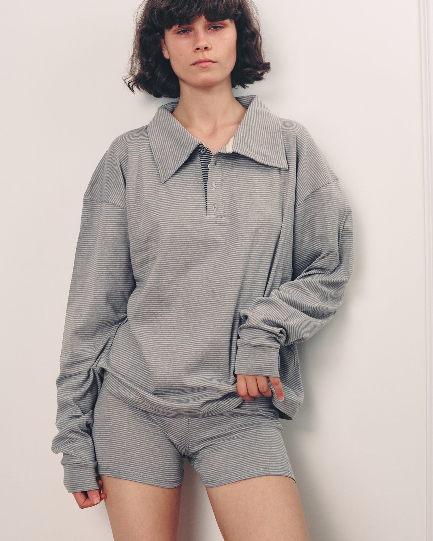 TAMAR POLO GREY STRIPES