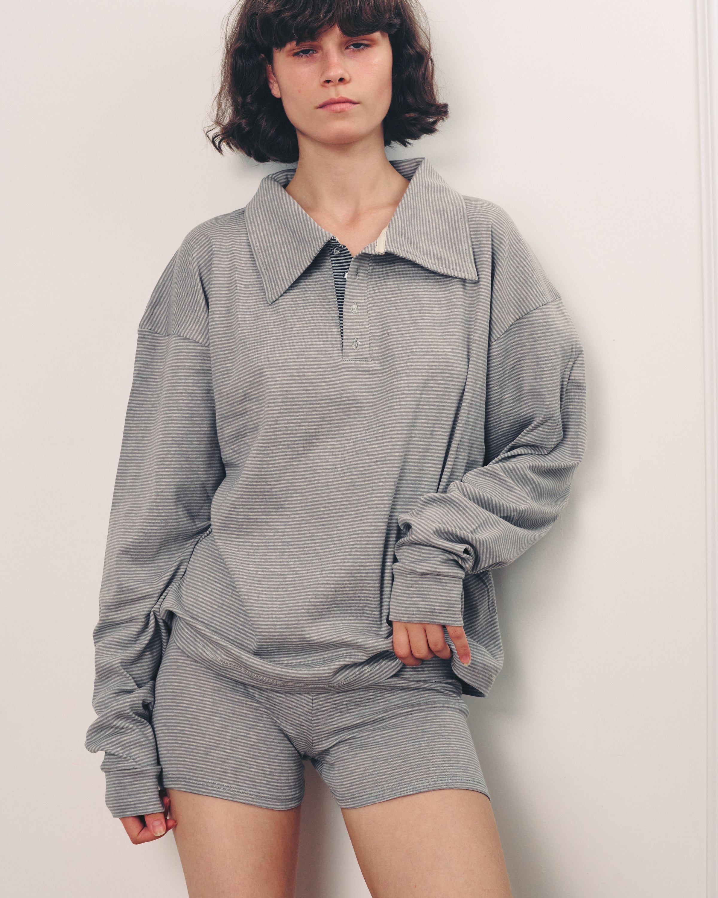 TAMAR POLO GREY STRIPES