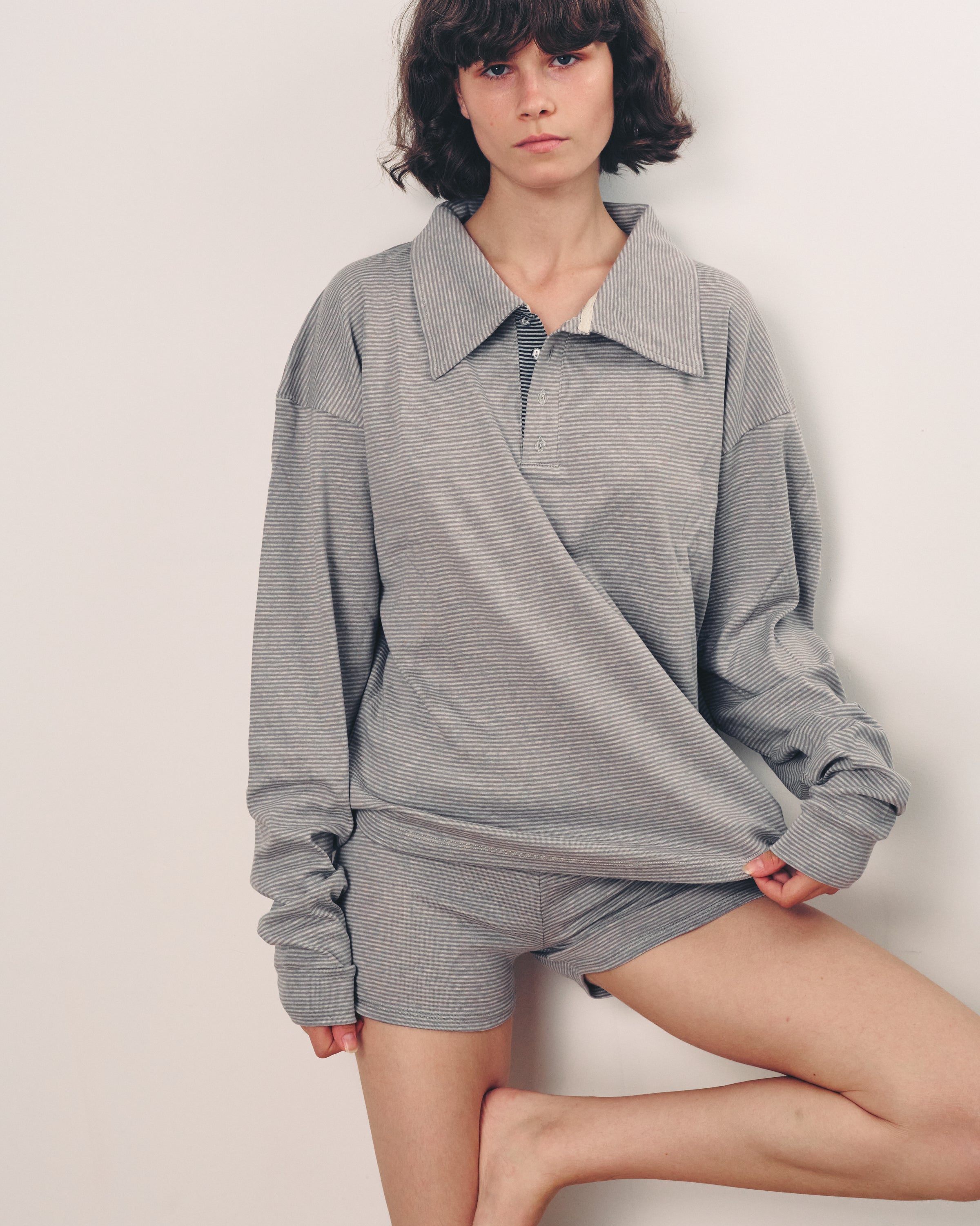 TAMAR POLO GREY STRIPES