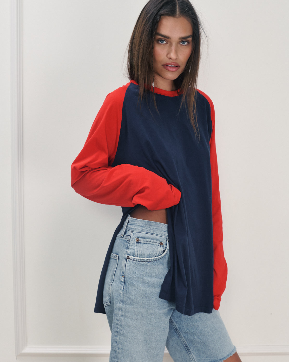 ANNE SHIRT NAVY &amp; RED