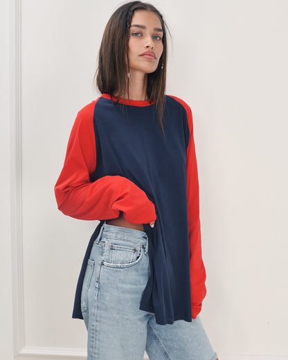 ANNE SHIRT NAVY &amp; RED