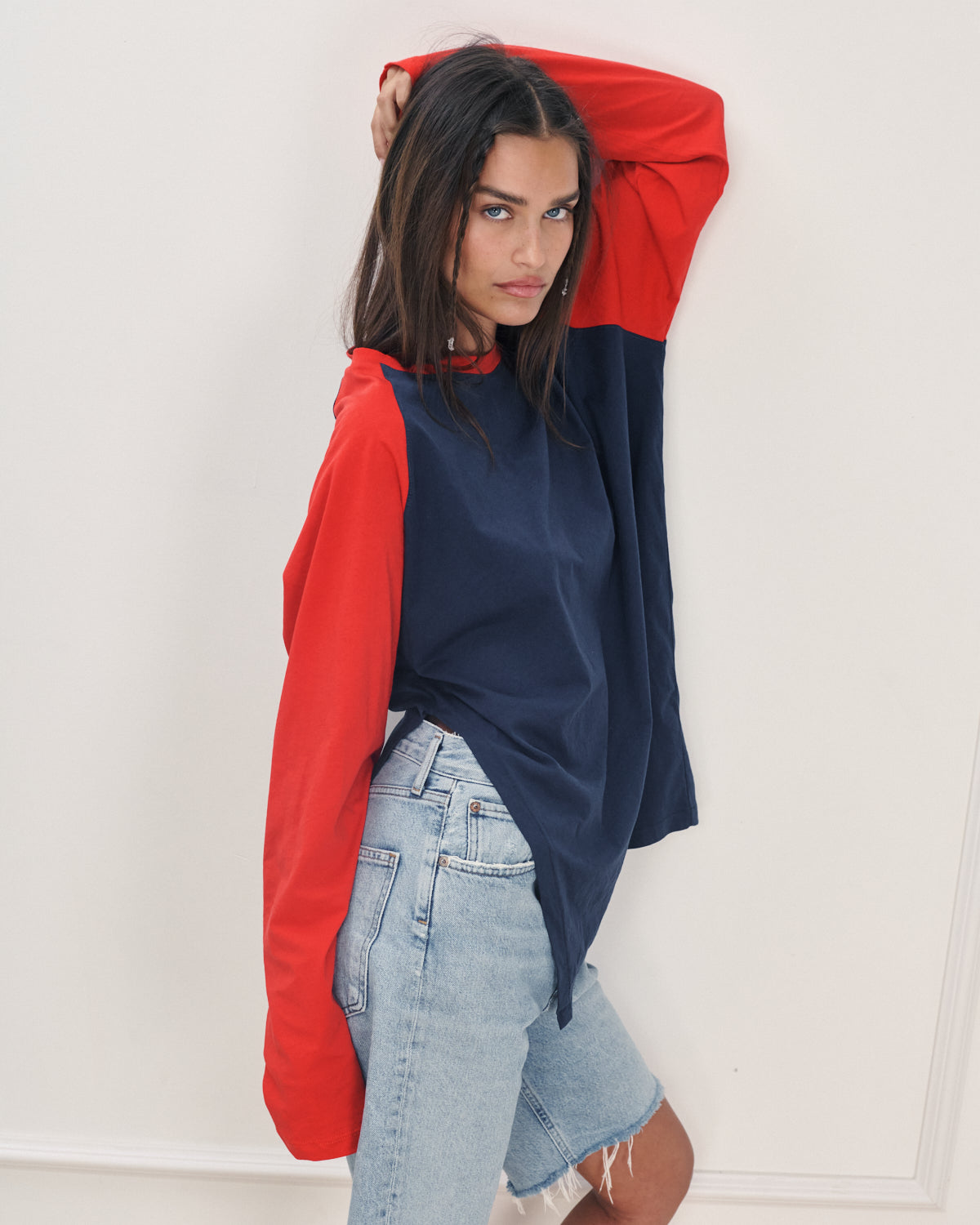 ANNE SHIRT NAVY &amp; RED