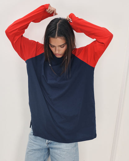 ANNE SHIRT NAVY &amp; RED