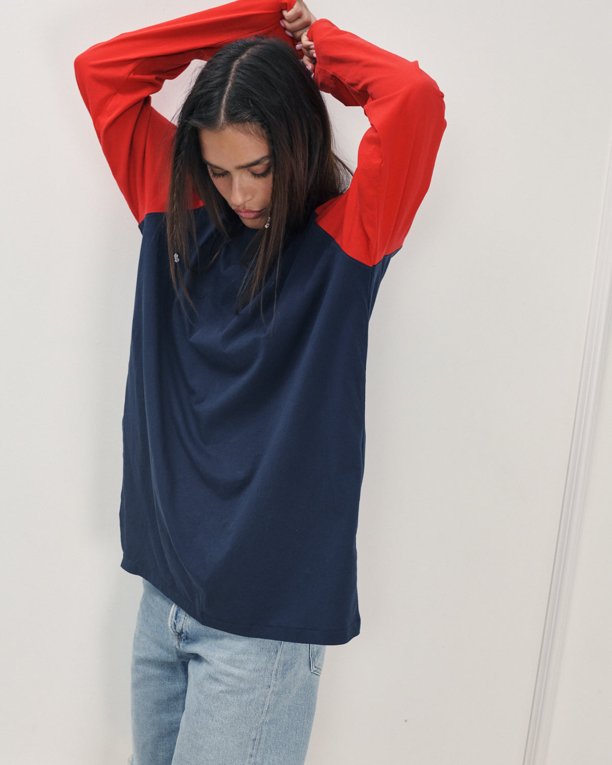 ANNE SHIRT NAVY &amp; RED