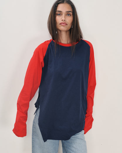 ANNE SHIRT NAVY &amp; RED