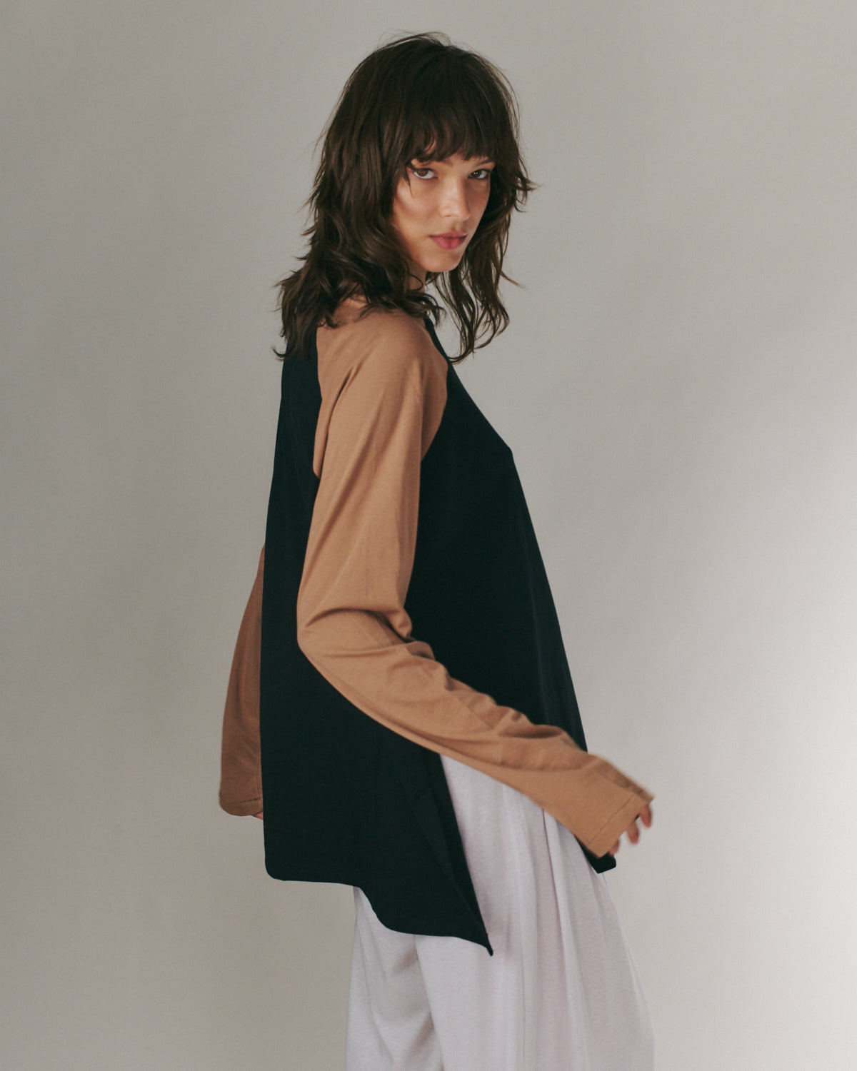 ANNE SHIRT BLACK &amp; CHOCO