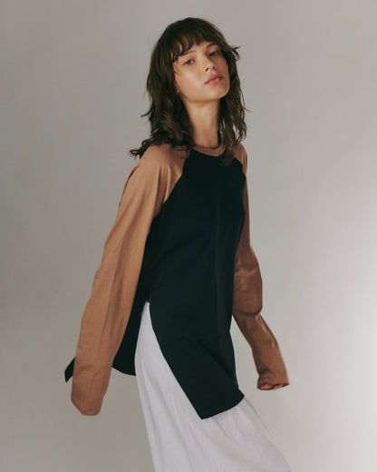 ANNE SHIRT BLACK &amp; CHOCO
