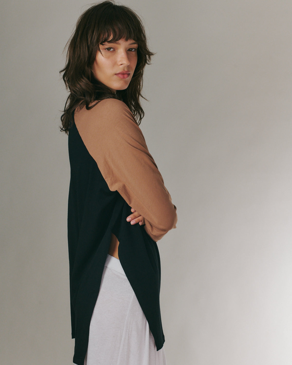 ANNE SHIRT BLACK &amp; CHOCO