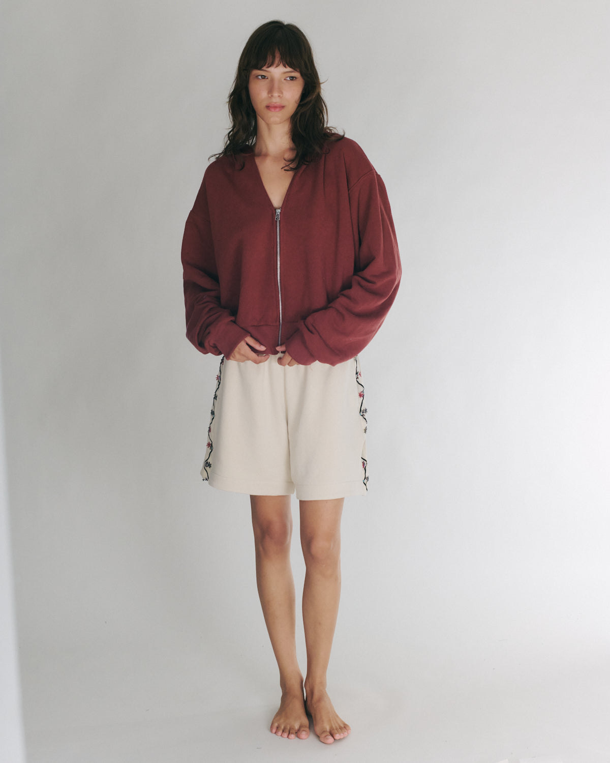 MIKEY ZIP HOODIE BURGUNDY