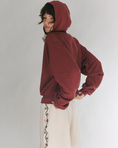 MIKEY ZIP HOODIE BURGUNDY