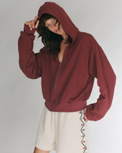MIKEY ZIP HOODIE BURGUNDY