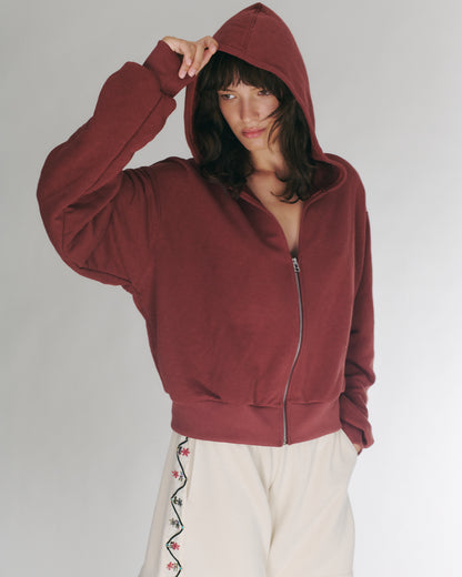 MIKEY ZIP HOODIE BURGUNDY