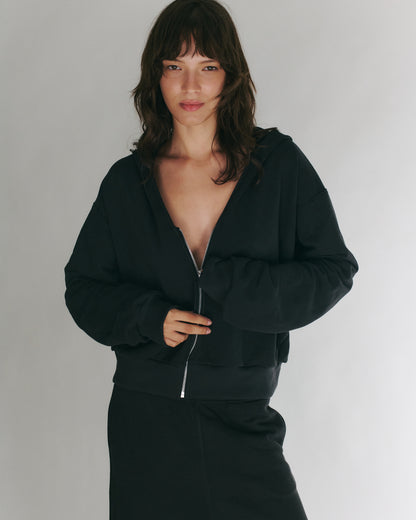 MIKEY ZIP HOODIE EASY BLACK