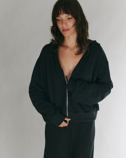 MIKEY ZIP HOODIE EASY BLACK