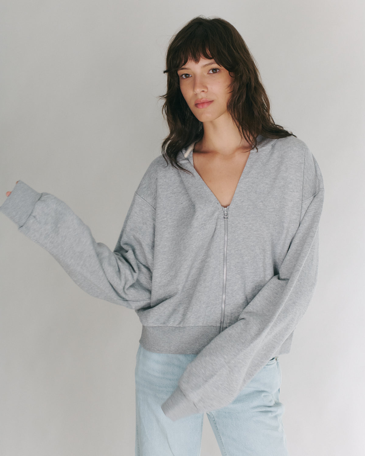 MIKEY ZIP HOODIE AMERICAN GREY