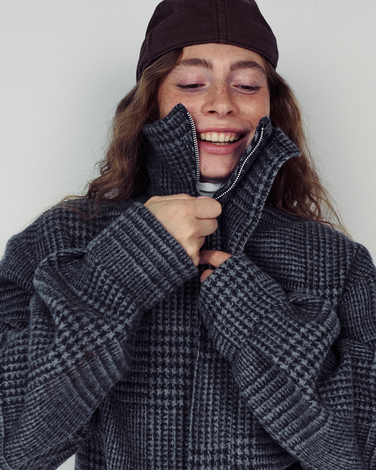 STEFF GREY PLAID WOOL JACKET