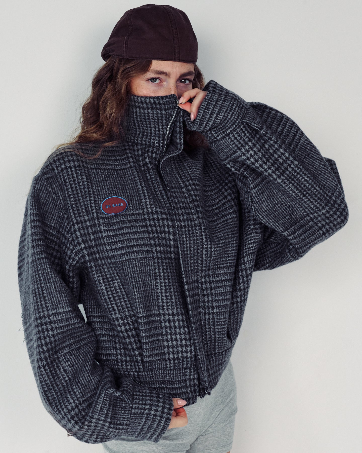 STEFF GREY PLAID WOOL JACKET