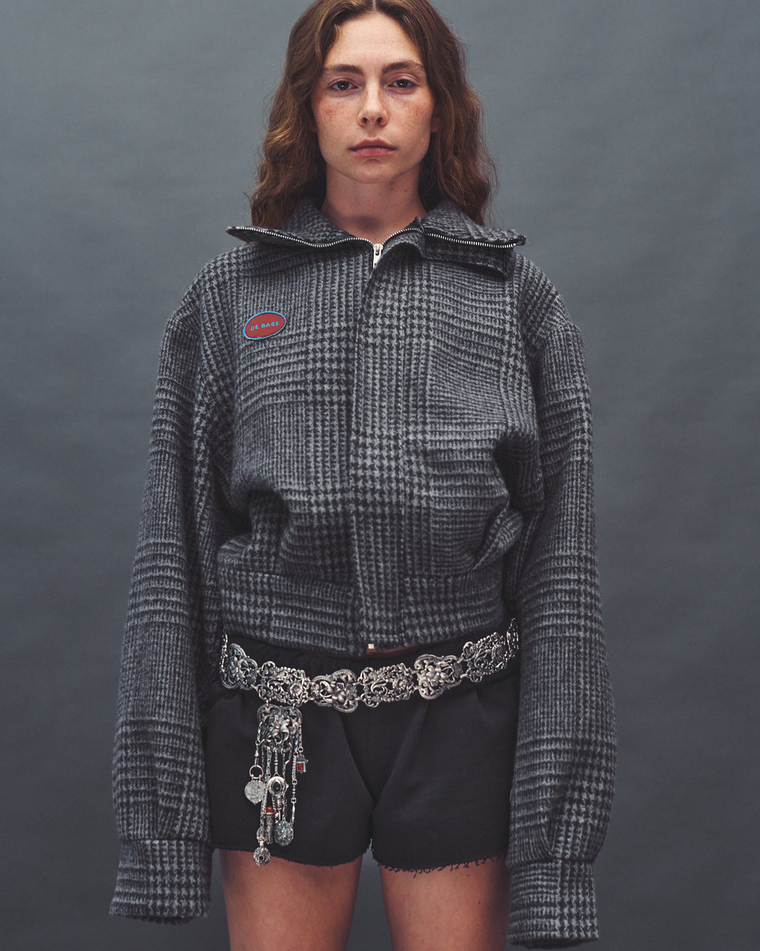 STEFF GREY PLAID WOOL JACKET