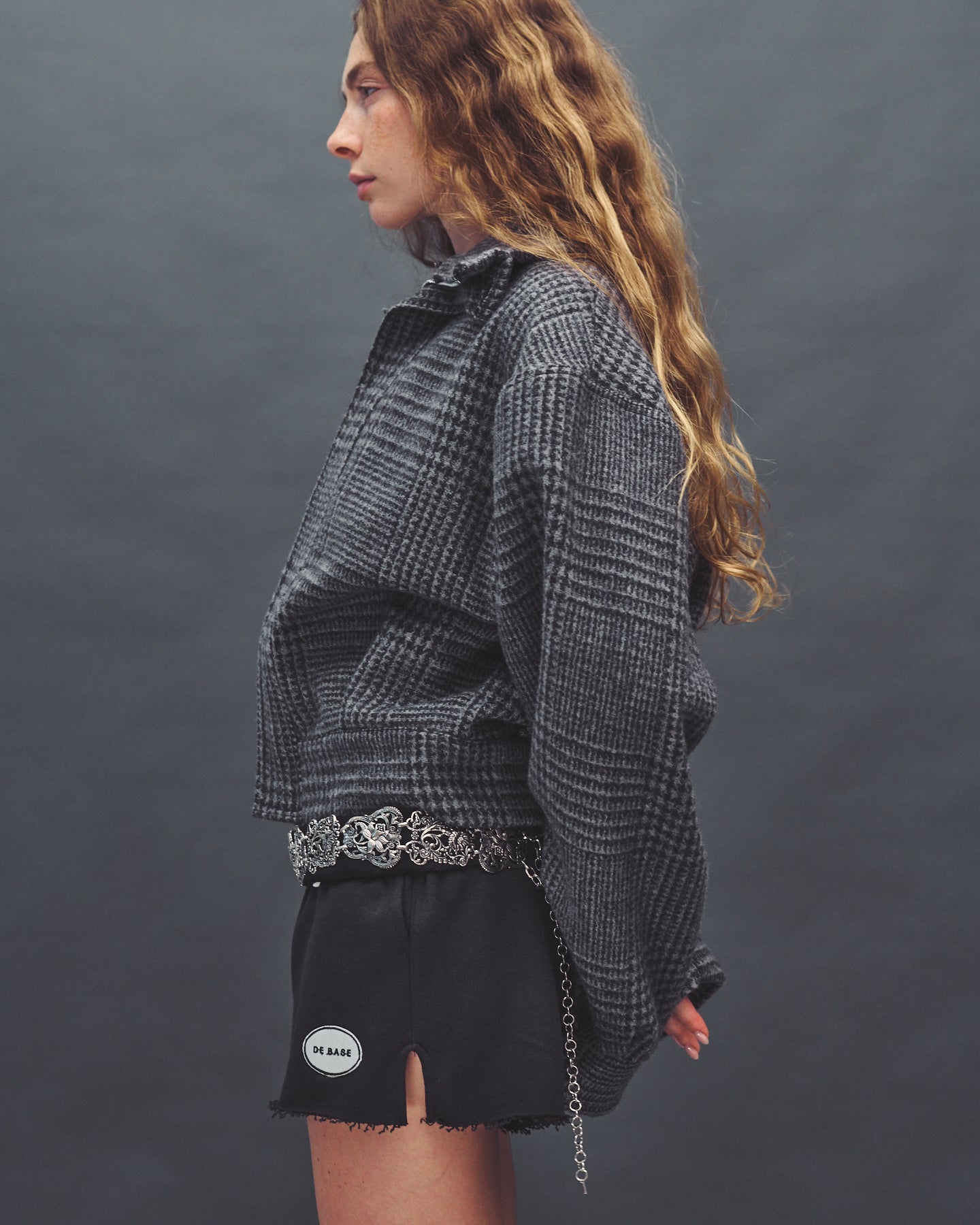 STEFF GREY PLAID WOOL JACKET