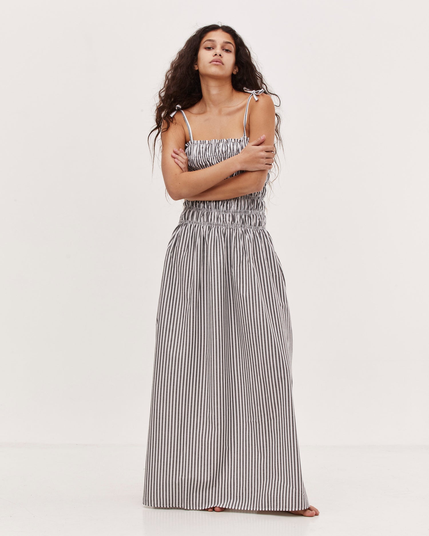 ORA DRESS GREY STRIPES